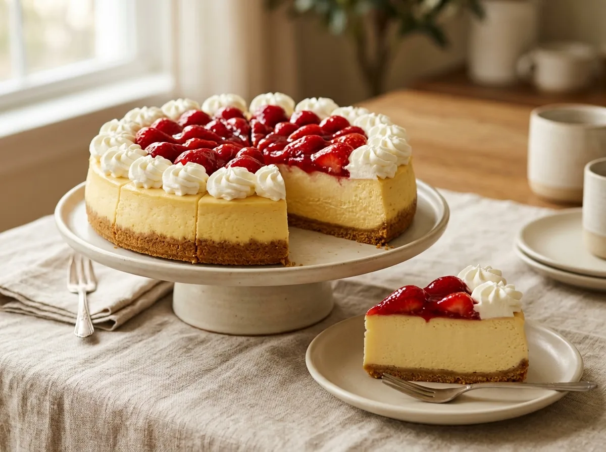 10-Inch Fresh Strawberry Pre-Sliced Cheesecake