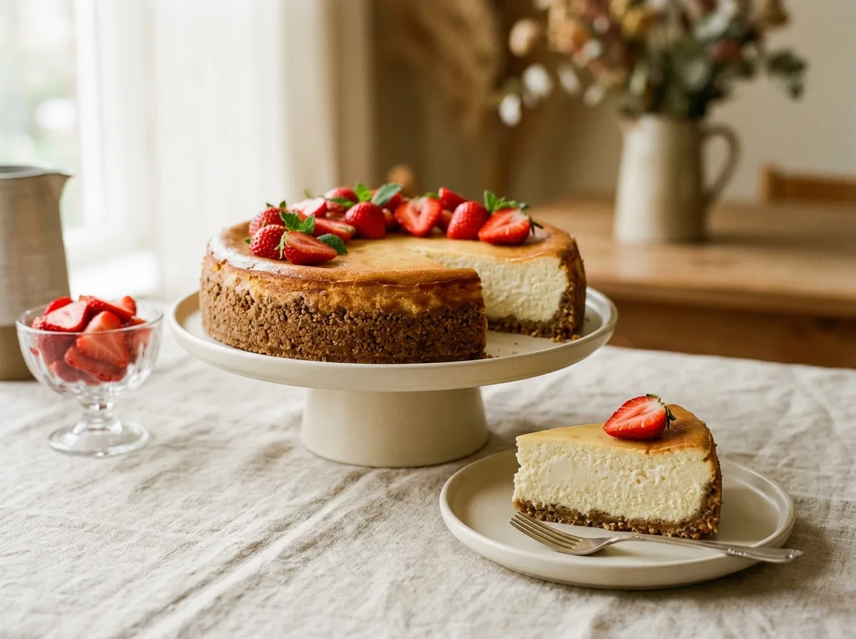 10-Inch Low-Licious Cheesecake with Strawberries