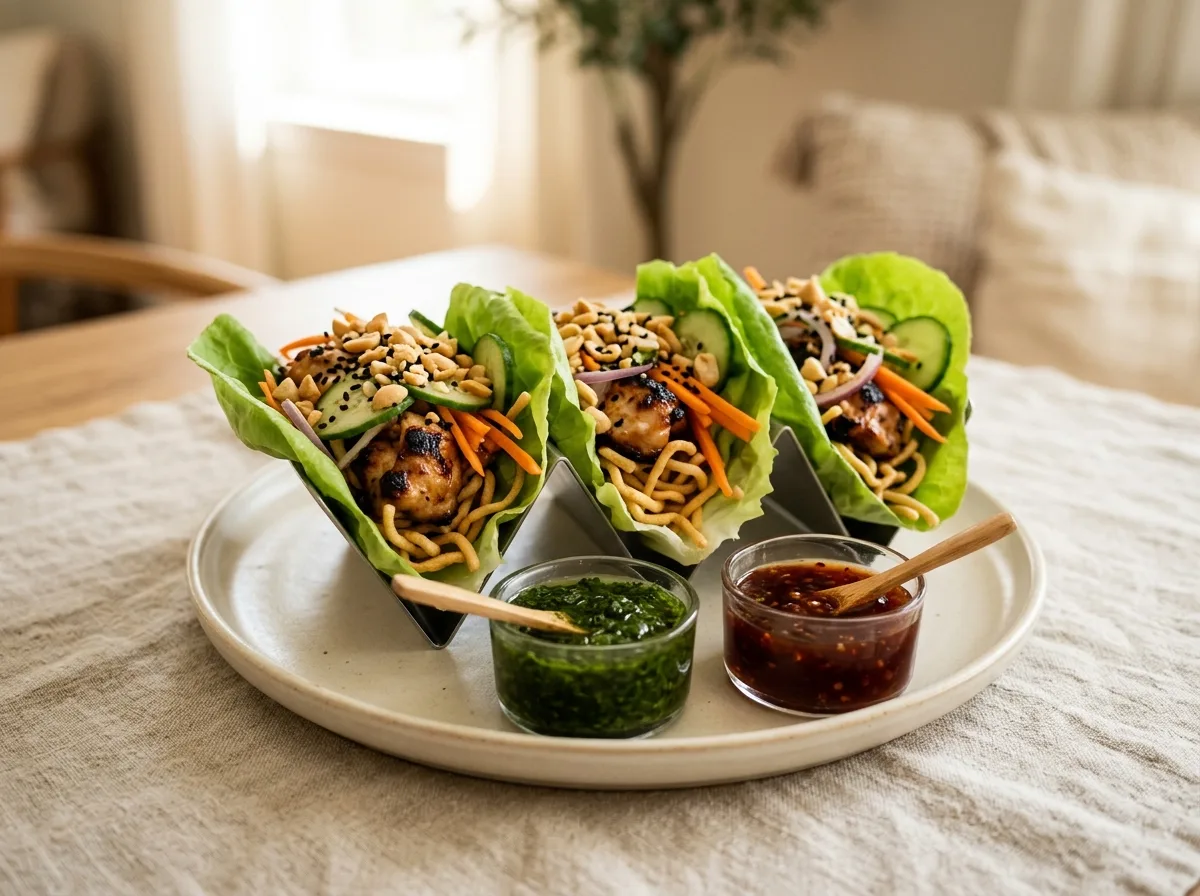 Asian Chicken Lettuce Wrap Tacos