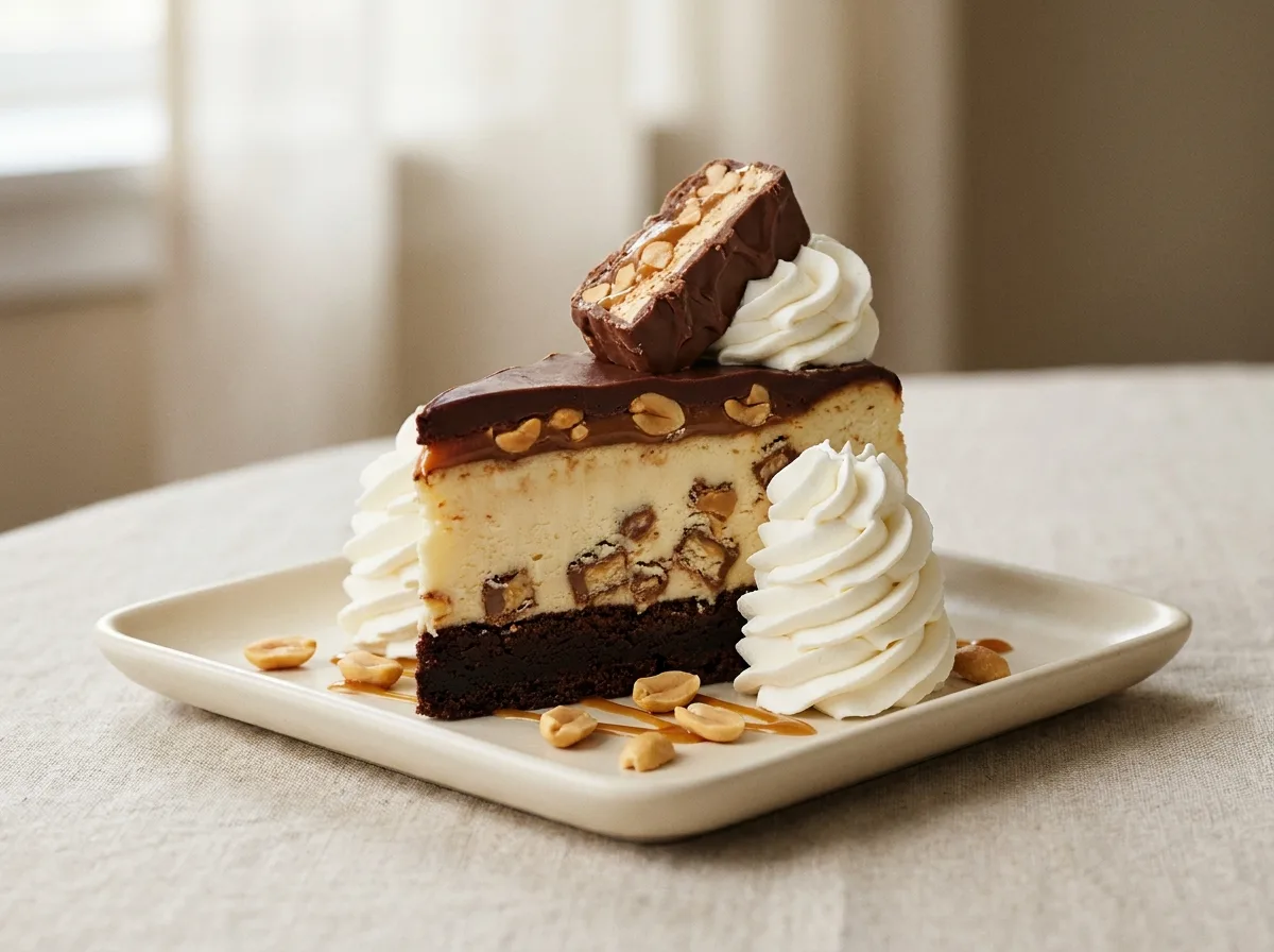 Chocolate Caramelicious Cheesecake Made with Snickers®