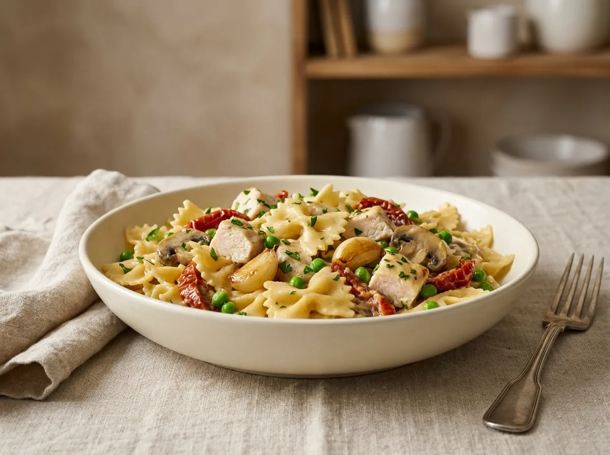 Farfalle with Chicken and Roasted Garlic