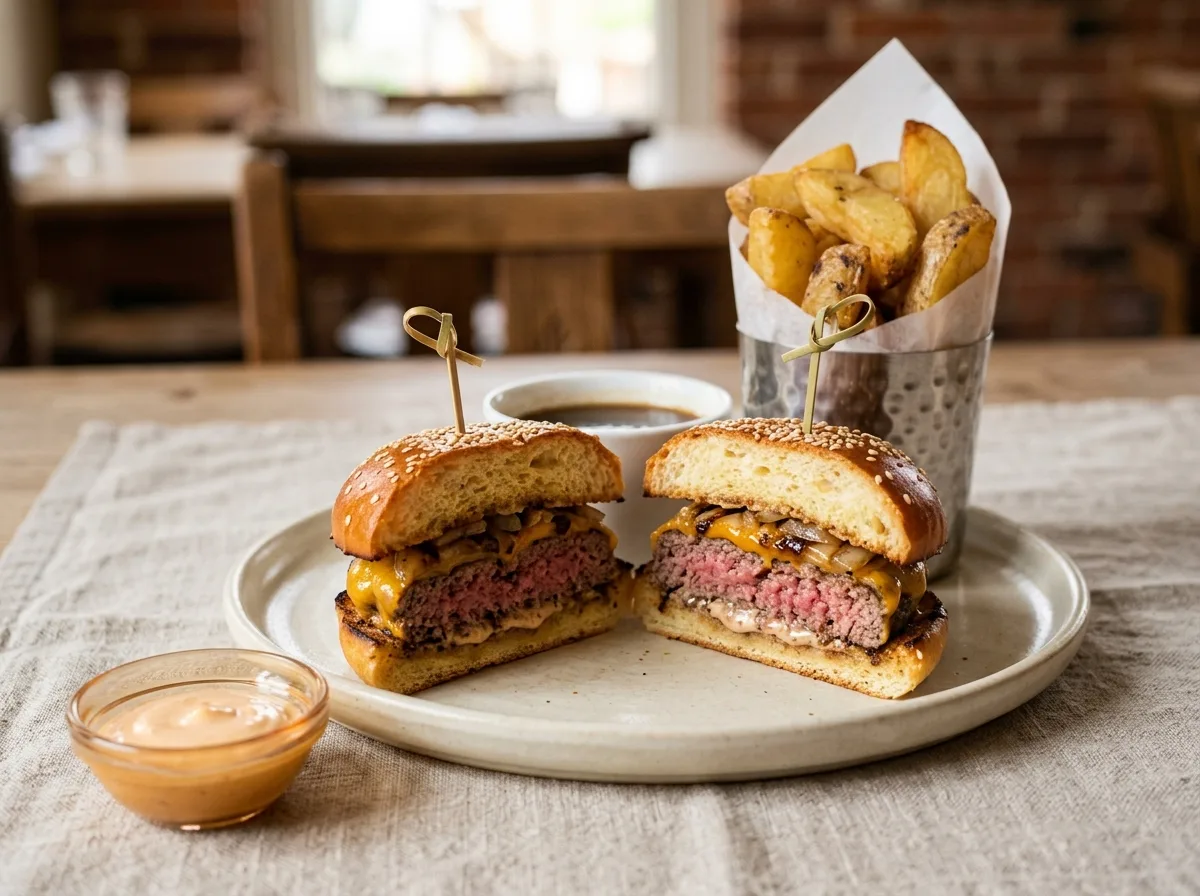French Dip Cheeseburger*