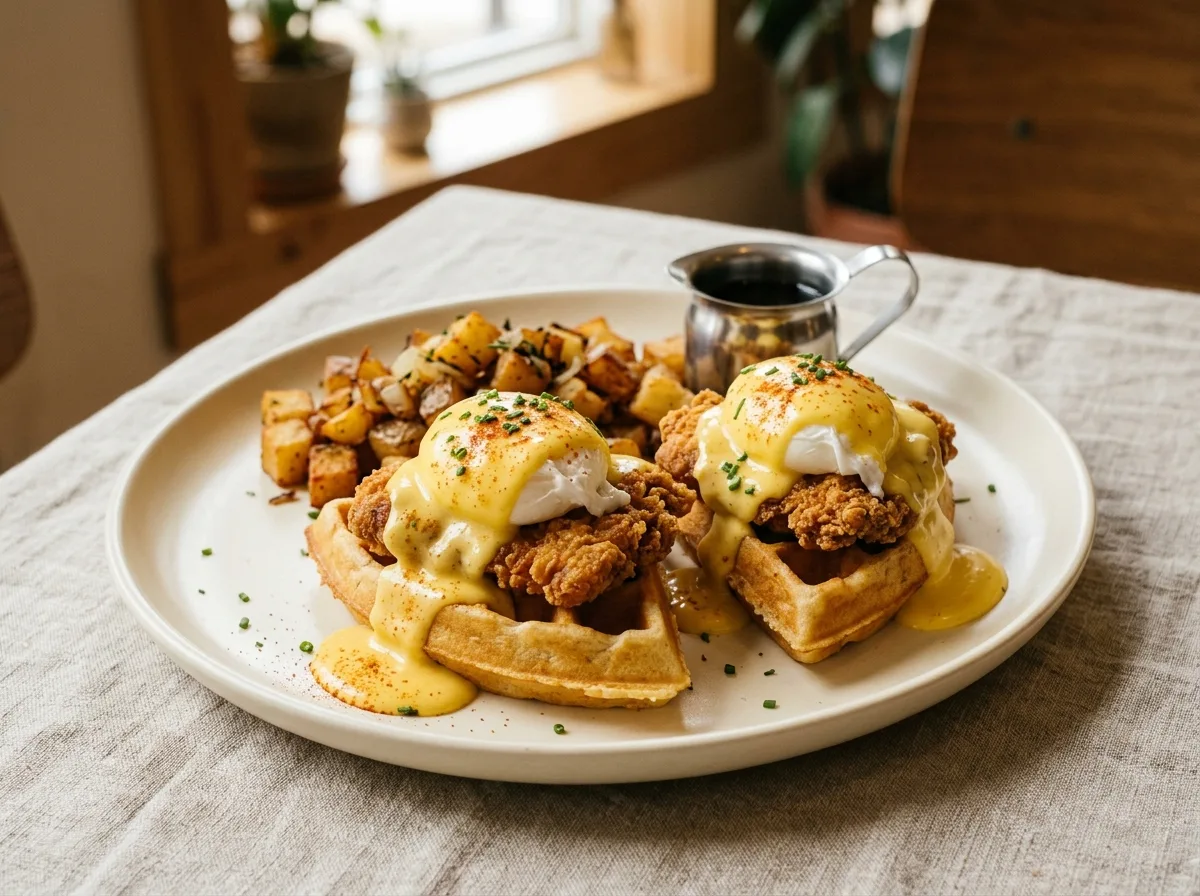 Fried Chicken & Waffles Benedict*