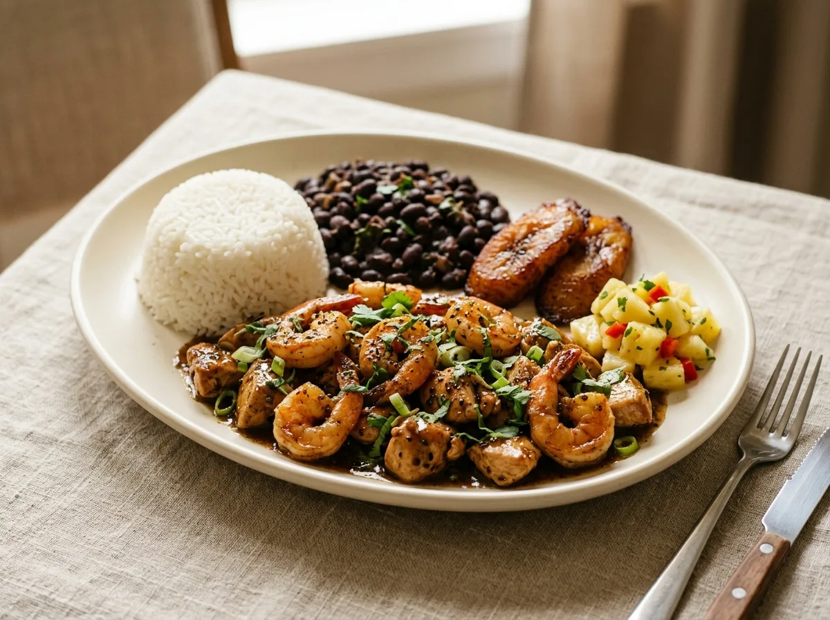 Jamaican Black Pepper Chicken and Shrimp