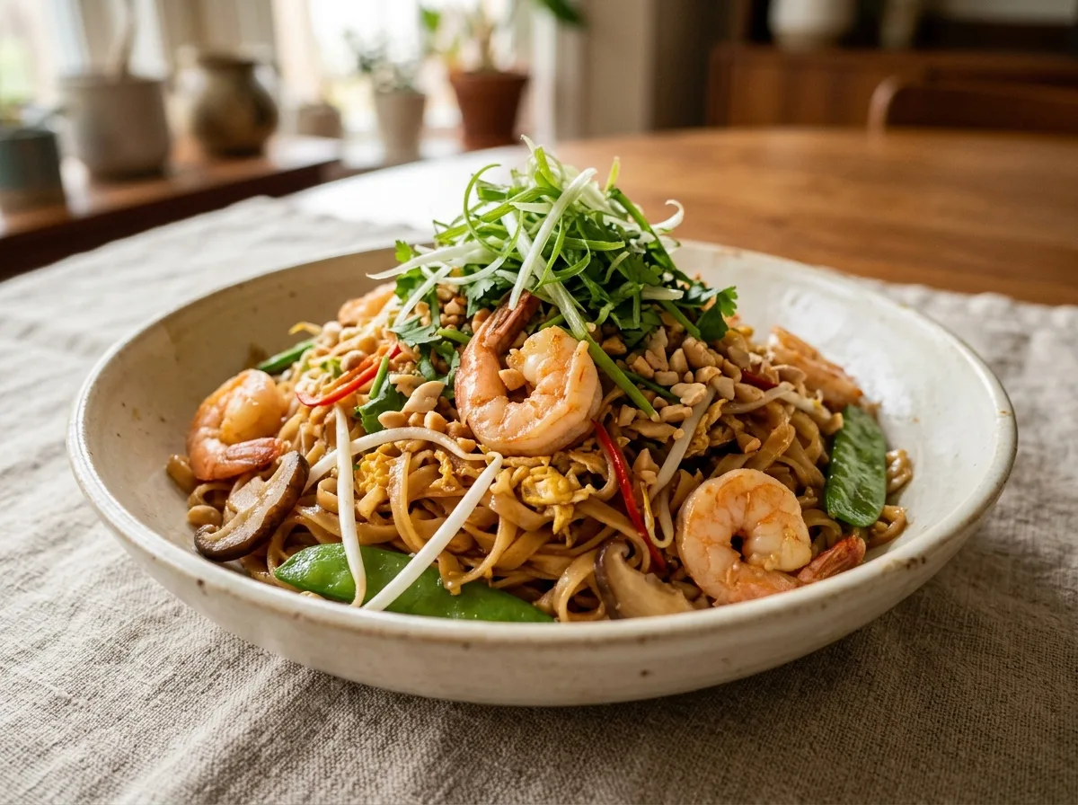 Thai Stir Fried Noodles with Shrimp